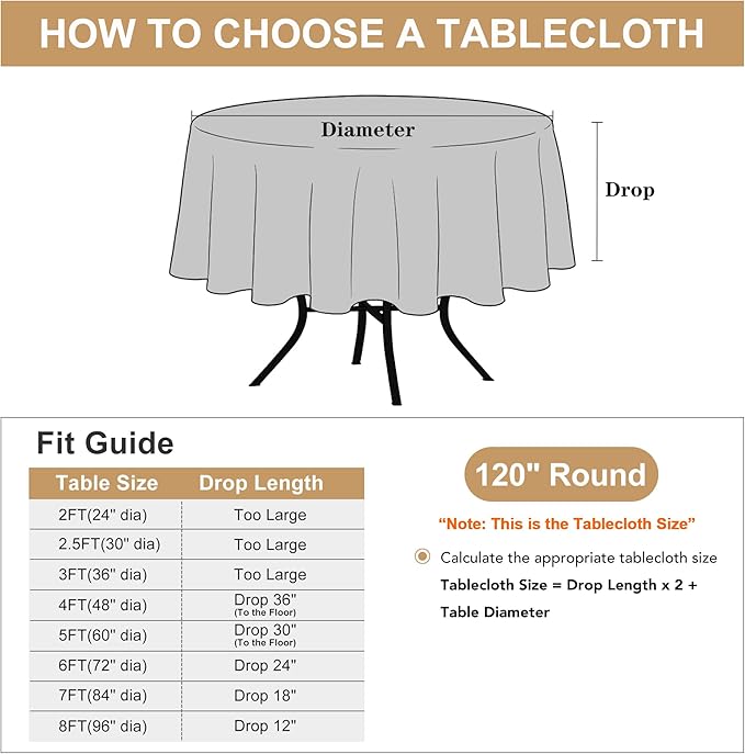 sancua 120 Inch Round Tablecloth, 8 Pack Hunter Green - Circle Polyester Fabric Table Cloth for Chiristmas Party Reception Banquet Birthday, Washable Formal Table Cover (Fit 48-96 Inch Tables)
