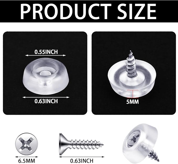 100 Pcs Cabinet Bumpers Clear Rubber Door Stops with Screws Sound Dampening Kitchen Cabinet Dots Pads for Drawers, Door, Wall Protection