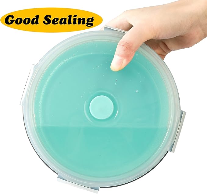 2 Pack Collapsible Silicone Travel Dog Bowls with Lids - Portable Pet Feeders, 17 oz 500ml