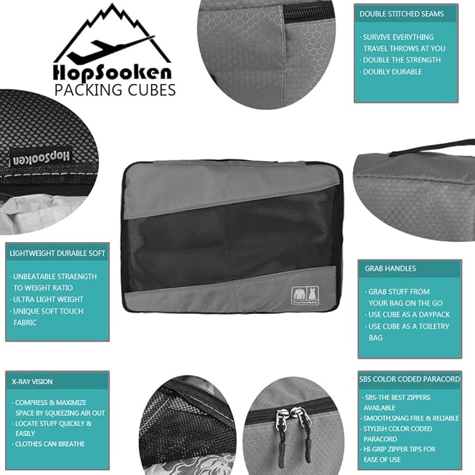 5 Set Packing Cubes for Travel Large Suitcase Luggage Organizer Bags Travel Accessories Vacation 4 Cubes 1 Laundry Pouch Bag