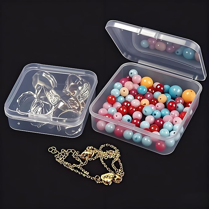 Small Bead Organizers Mini Clear Bead Storage-Clear Plastic Boxes For beads organization, DIY project,nail art tools, diamond, building blocks,small items (30 Pcs 2 Size Small Square)