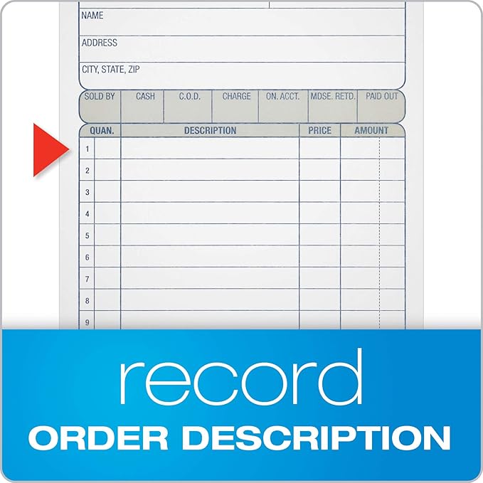 Adams Sales Order Book, 2-Part, Carbonless, White/Canary, 4-3/16 x 7-3/16 Inches, 50 Sets per Book (DC4705)