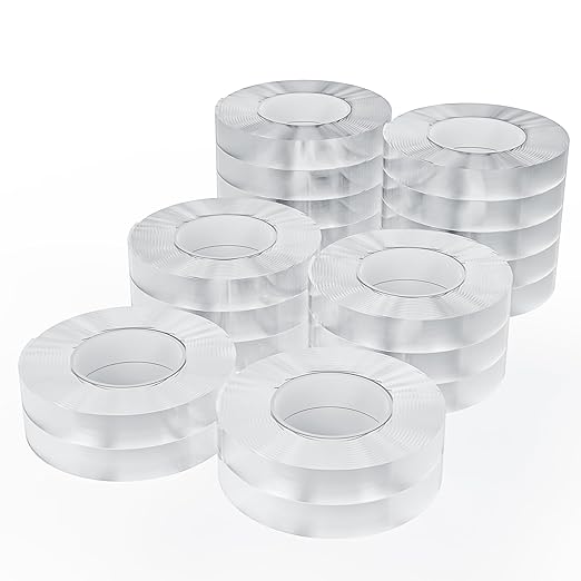 20 Rolls Double Sided Tape, Nano Tape, Transparent Adhesive Tape, Traceless Adhesive Tape, Removable, Washable, Reusable, Suitable for Carpets, Photo Walls, 9.85 Feet Per Roll