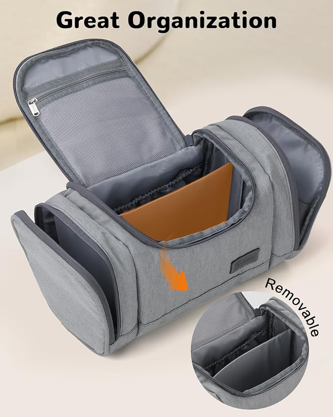 Waterproof Small Toiletry Bag for Men, Travel Toiletry Organizer Shaving Bag for Toiletries Accessories, Suitable Capacity Dopp Kit for Travel-Sized Essentials, Grey