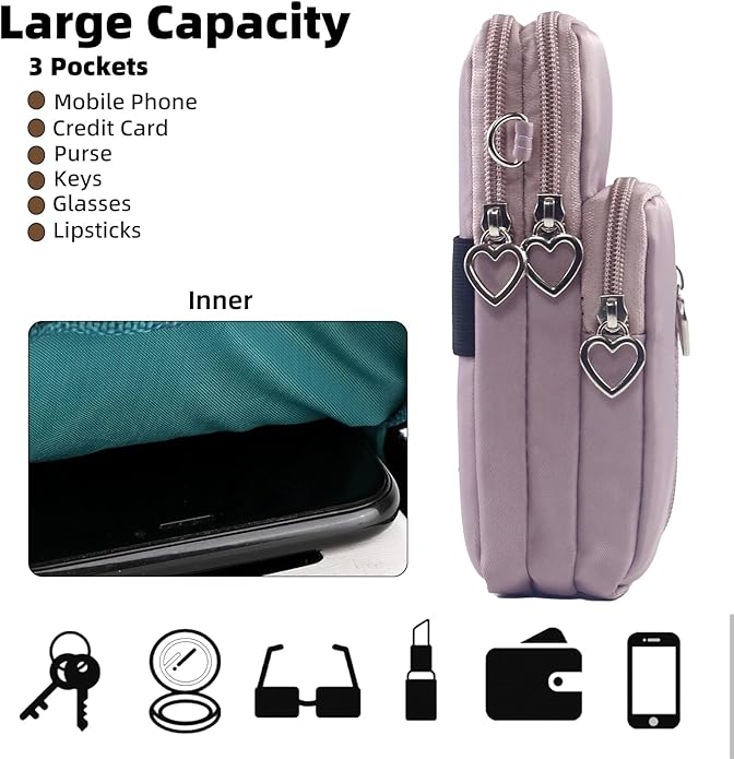 JANKS Small Crossbody Bag for Women - Mini Phone Purses with Crossbody Strap and Wallet - Nylon Arm Bag
