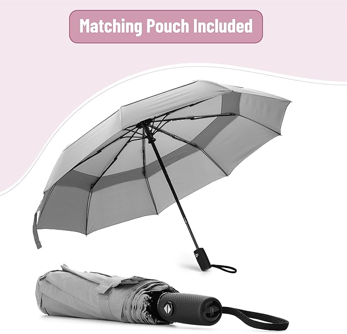 Mr. Pen- Windproof Travel Umbrella, Small Water-Resistant Automatic Folding Umbrella for Rain and Sun, Light, Compact and Portable for Women & Men, Fits Car & Backpack