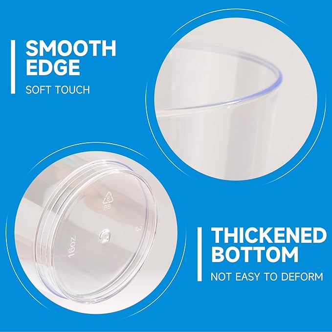 RACETOP 16 oz 200 Pack Disposable Plastic Cups, Disposable Clear Plastic Cups for Parties, Weddings, Gatherings, and Festival Events