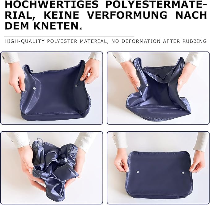 6 Set Packing Cubes for Travel, Luggage Organizers with Shoe & Toiletry Bags, Lightweight Suitcase Organizer for Carry-On, Washable Laundry Bags(Dark Blue)