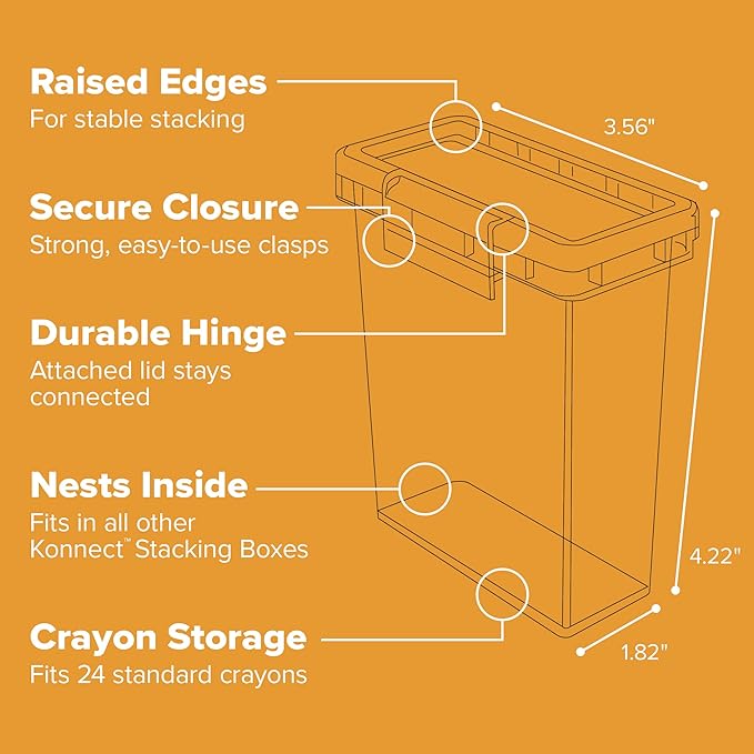 Bostitch Konnect Storage Containers with Lids, Organizer, Clear Plastic Box, Stackable Nesting Bins, Small, 2 Pack
