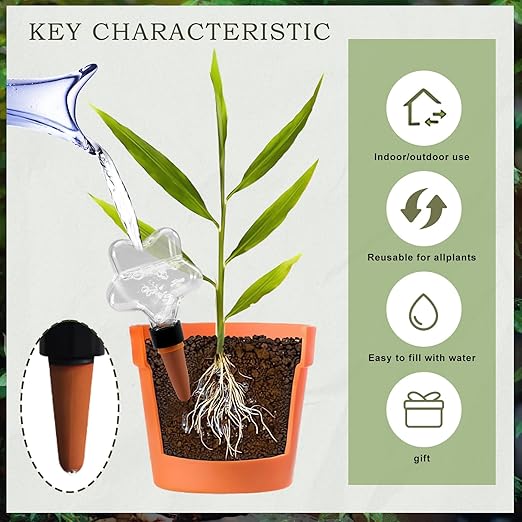 Star-Shaped 7.04oz/200ml Plant Watering Globes - 6 Self Watering Globes for Outdoor ＆ Indoor Plants - Automatic,Slow,Self Watering Spikes Care of Plants Everyday