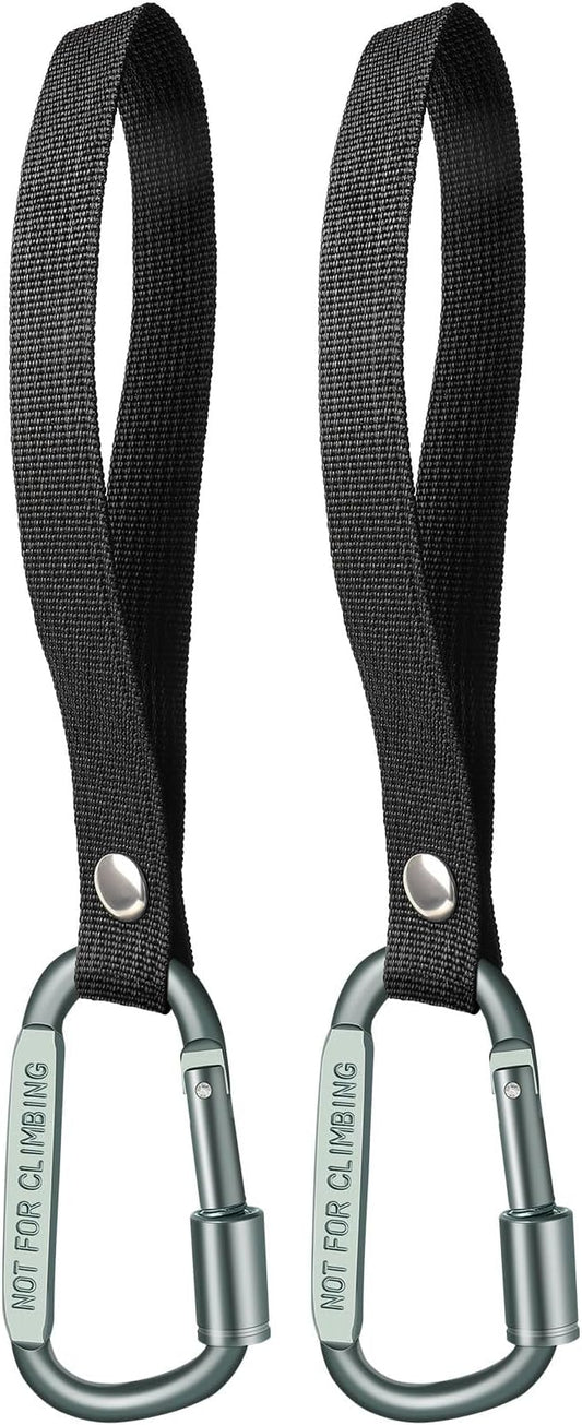 Stroller Hooks for Bags with Locking Stroller Carabiner Clip – Heavy-Duty Hooks for Diaper Bags, Groceries, Backpacks on Strollers, Bikes & Shopping Carts (Grey, 2 Pieces)