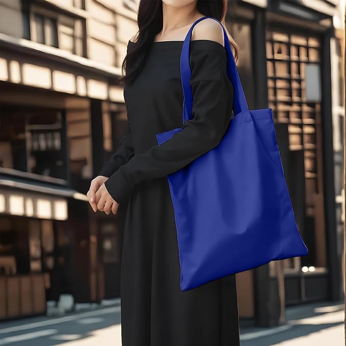 1 Pack Available Premium Canvas Reusable Tote Gift Bags,Made of Natural Canvas with Handle,Work,DIY,Shopping(Blue)