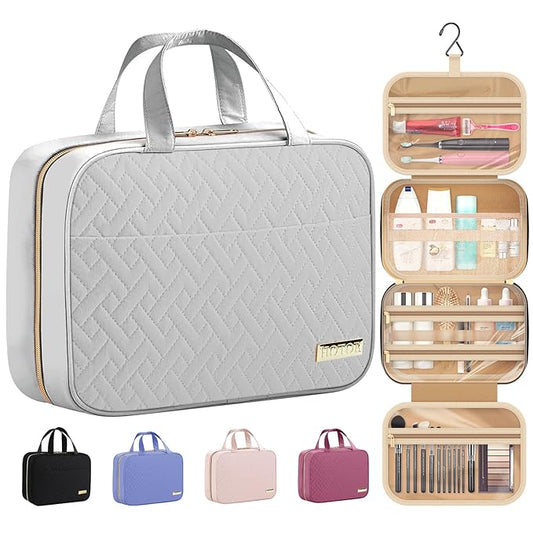 HOTOR Travel Toiletry Bag - Hanging Toiletry Bag for Women & Men, Makeup Bag/Big Compartment, Waterproof for Travel Accessories, Travel Essentials, Medium, Grey