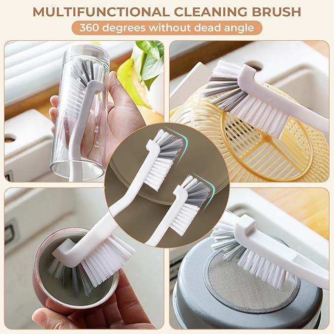 JIURUN Hard Bristle Crevice Cleaning Brush - Multifunctional Cleaning Brush Set, Grout Cleaner Brush, Small Crevice Cleaning Brushes for Home, Kitchen, Bathroom, Window, Faucets, Cup, Teapot