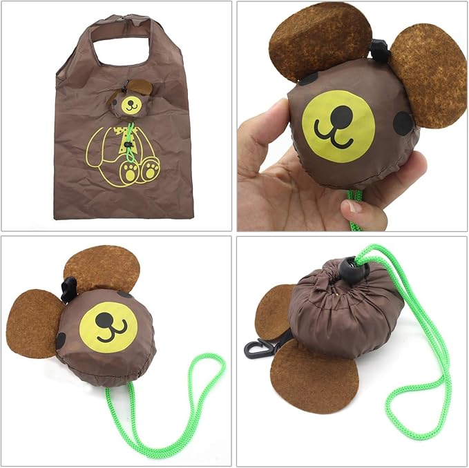 20 Pack Reusable Shopping Bags,Bulk Foldable Portable Reusable Grocery Bags Lightweight Polyester Grocery Shopping Tote Bag (Animal)