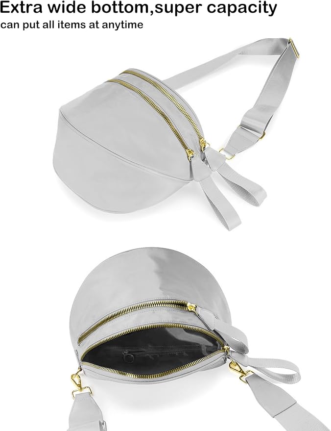 FEIBOON Spacious Nylon Crossbody Bag Bum Bag Handbags Wallets Purses Trendy Shoulder Bag for Women