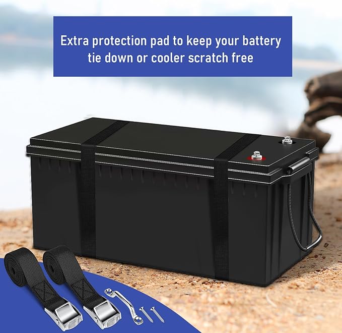 2 Sets 1"x 78"(6.5ft) Battery Tie Down Straps Kit with Stainless Steel Cam Buckle for Boats Battery Hold Down with Stainless Steel and SS Screws for Cooler,Battery Box,Fuel Tank,Luggage Belt,Cars