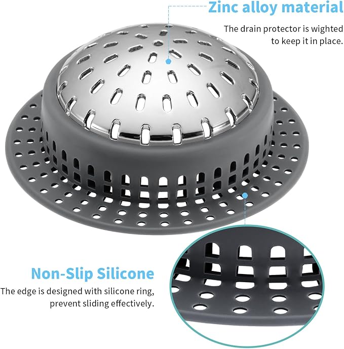 Aluvor Shower Drain Hair Catcher, Shower Drain Cover, Bathtub Drain Hair Catcher for Pop-Up & Regular Drains