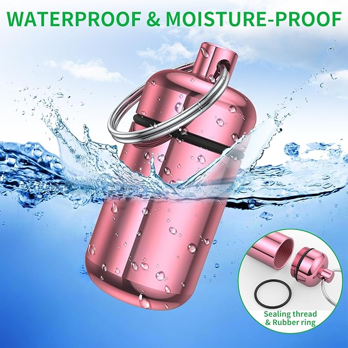 3 Pack Small Pill Box, Airtight Aluminum Alloy Pill Organizer Travel Pill Case for Purse Portable Medicine Box Bottle for Medication, Fish Oil, Supplements Storage