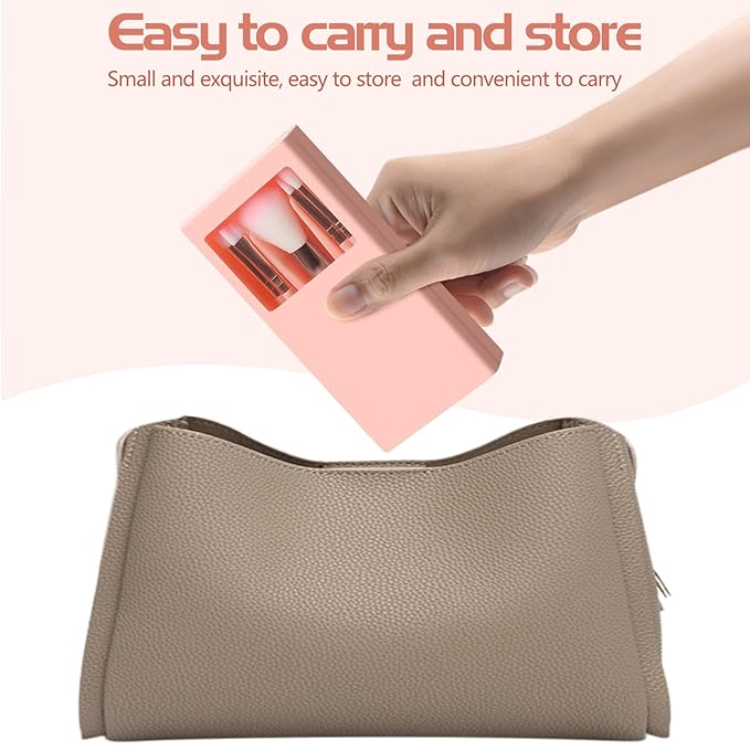 Travel Brush Set, Portable 5 PCS Mini Makeup Brushes with Mirror, Easy-taken Makeup Tool Set for Eyeshadow, Contour, Blush, Complete Function Cosmetic Profesional Tools (Pink)