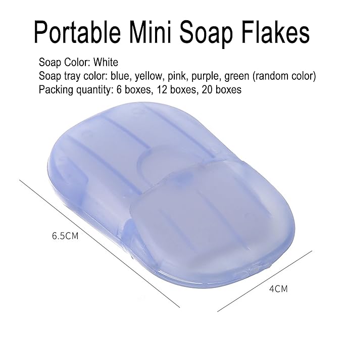 XXYXXY 20 Boxes (400 Sheets) Portable Disposable Travel Hand Soap Sheet Paper Hand Wash Bath Paper Soap Sheet (Random Color)