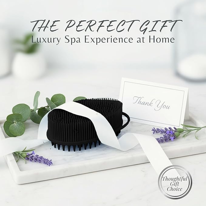 Silver Infused Scalp Massager Shampoo Brush - Advanced Material Hair Scrubber - Avilana Premium Scalp Exfoliator Head Massage - Gentle Daily Cleansing All Hair - Gift Women Men