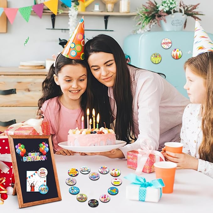 MORCART 16PCS Cute Birthday Magnets Decoration for Fridge Refrigerator Locker Whiteboard Decorative Magnetic Board Cabinets Classroom Office Cubicle Gift (Birthday)