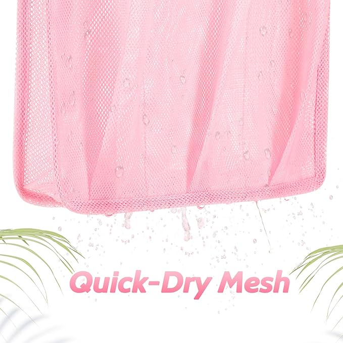 Mesh Shower Caddy Portable, Gym Travel Camp Dorm Room Essentials for Women and College Girls, Pink Bathroom Shower Bag