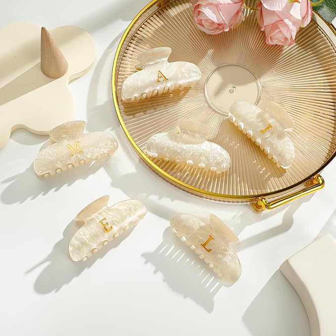 CWJCYTNSN 2 PCS Hair Claw Clips for Women Hair Clips Glitter Letter Claw Clips Non-slip Elegant Initial Hair Claw Clip for Thick Thin Hair, Letter J