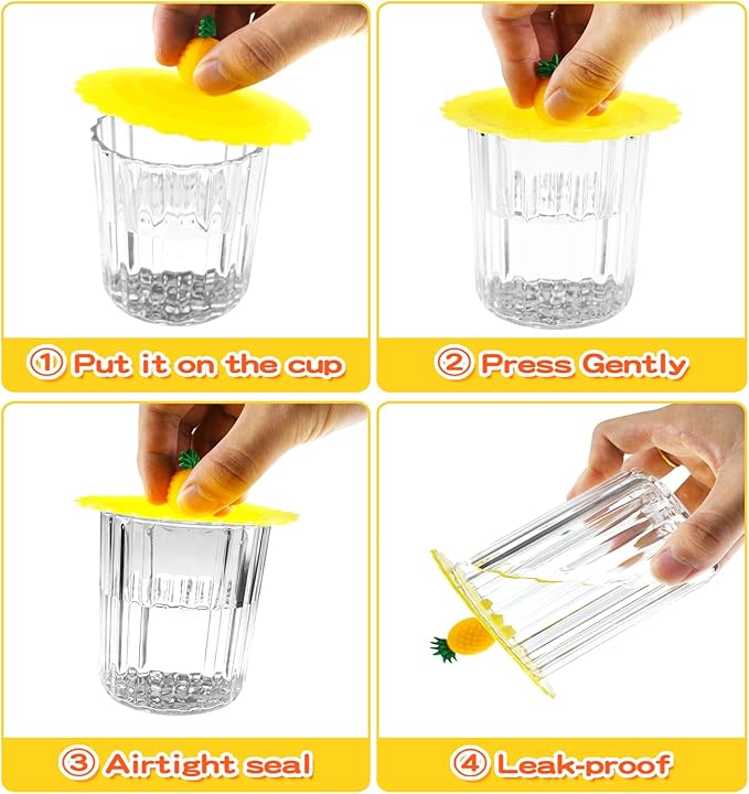 8PCS Silicone Cup Lids Mug Cover, Colorful Food Grade Anti-dust Airtight Seal Lids with Fun Handle Design, Reusable Cute Silicone Cup Covers for Tea Cups Coffee Cups (Style 1)