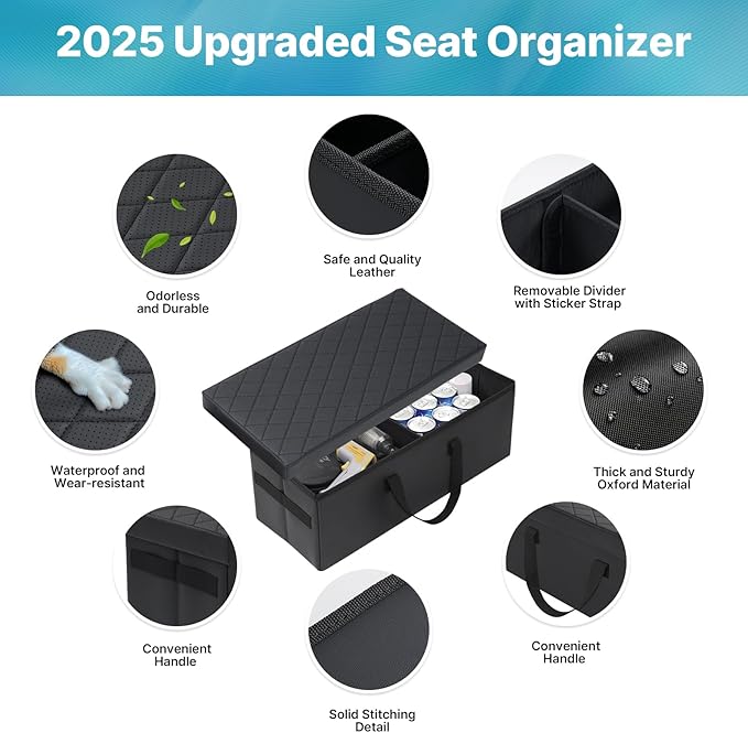 Mixsuper Liner Car Seat Organizer for Subaru Ascent 2019-2026, Console Organizer Backseat Box for Subaru Ascent, Dog Toy Box Storage Bin Kids Toys Baby Supplies Travel Accessories
