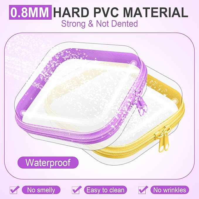 Sanwuta 6 Pcs Clear Hard Zipper Case Plastic Zipper Pouches Transparent Makeup Bag Pencil Case Pouches Toiletry Diaper Bag for Travel Toy Storage Organizer Bins (Colorful, 5 x 5 x 2 Inch)