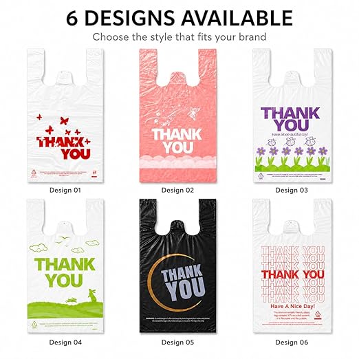 YoYoRain 855 Pack Black T-Shirt Bags with Handles, 11.5"x6.25"x21" Durable HDPE Plastic Shopping & Carry-Out Bags for Grocery, Retail, Takeout & Small Business