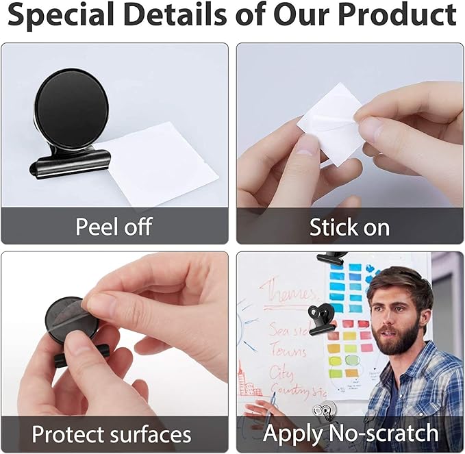 VNDUEEY 20 Pack Black Fridge Magnets Magnetic Clips Refrigerator Magnet, Magnet Clips for Whiteboard Locker, Clip Magnets for Home, School, Office, Magnetic Paper Clip Holder