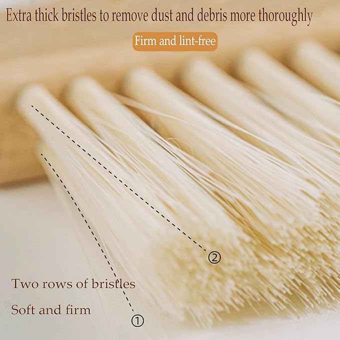 BSMstone Mini Broom and Dustpan Set Small Metal Dustpan and Brush Set Hand Whisk Broom for Home Office Desktop Sofa Pet Care Household Cleaning (sisal Hemp bristles, White)