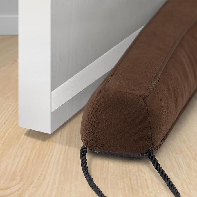 Comfyanno 36” Weighted Under Door Draft Stopper, Fits Front, Bedroom, Interior Door, Easy to Install, Block Cold Air Draft from Bottom Door, 2.2lb, Fits Door Gap up to 3”, Brown