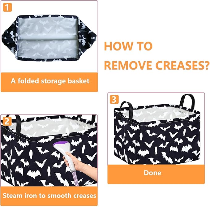 Halloween Storage Basket Pumpkin Ghost Gift Basket for Kids Foldable Toy Box Waterproof Organizer Bin Laundry Nursery Hamper for Home Office Dorm Closet Shelf