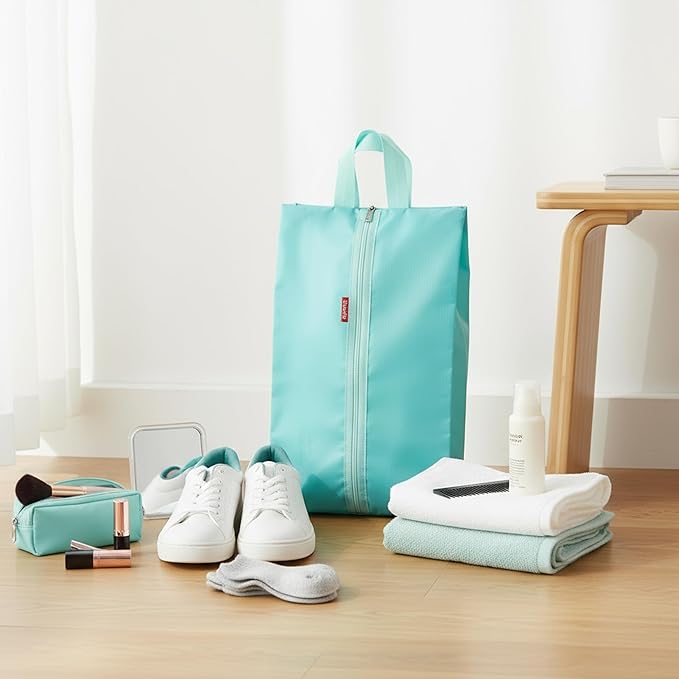 6pcs Portable Shoe Organizer, Travel Pouches with Zipper, Golf Shoe Bags, Clothes Bags, Soccer Cleats Bag Shoe Pouch for Gym, Waterproof, Odor-Resistant (Blue)