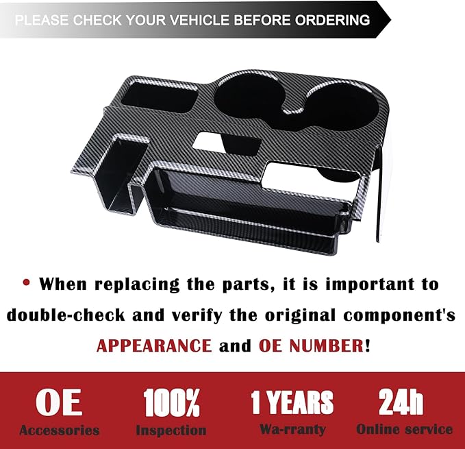 Carbon Fiber Cup Holder Attachment for Center Console | Compatible with 1998-2001 Dodge Ram 1500 2500 3500 Truck | Replaces 41019 SS281AZAA Front Seat Add-On Cupholder Tray Insert
