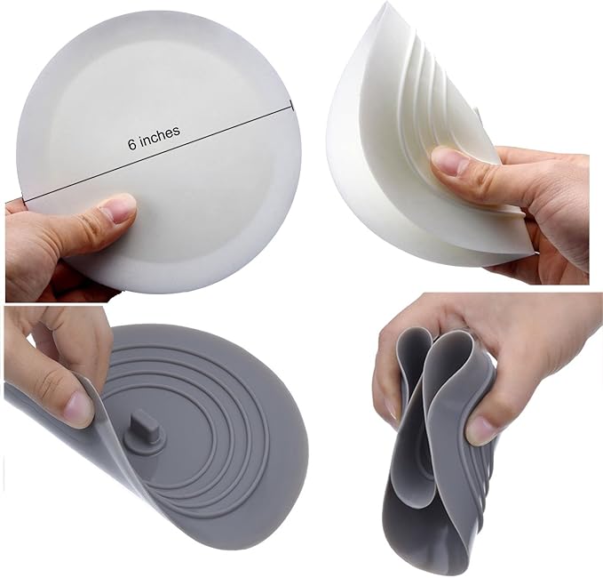 V-TOP Tub Stopper 2 Pack, 6 inches Large Silicone Drain Plug Hair Stopper Flat Suction Cover for Kitchen Gadgets Bathroom Accessories and Laundry