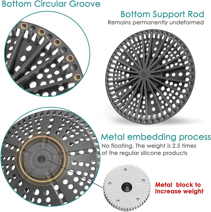 Shower Drain Hair Catcher, 2 Pack 5.5in Shower Hair Catcher Large Premium Silicone Drain Protector Strainer, Shower Drain Cover for Shower Room, Floor Drain, Bathroom Sink, Dark Grey