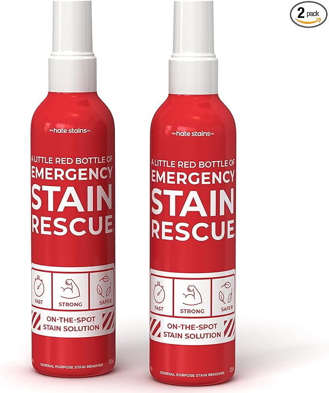 Emergency Stain Rescue Stain Remover Spray - For Wine & Coffee - Blood Stain Remover Clothes & Laundry - Carpet Cleaner Spray with No Added Phosphates - 2 x 4 Fl Oz