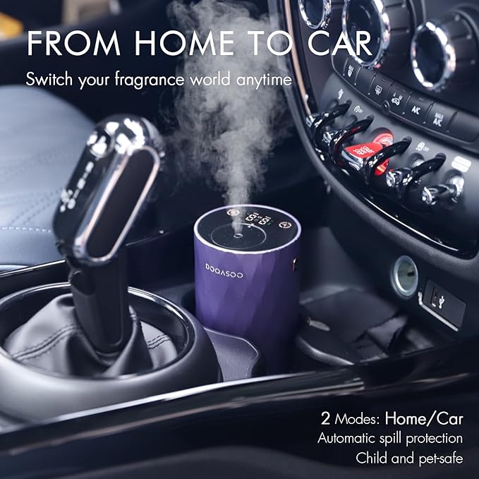 Waterless Essential Oil Diffuser - Aluminum Metal Texture, 96H Quiet Battery Nebulizer, Portable Scent Aromatherapy Diffuser with Timer & 4 Mist Levels, 20mL, Type-C for Home/Room/Car/Office