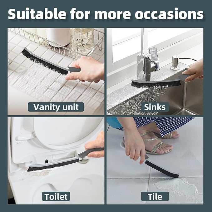 TQRR Toilet Brush, 2 Pcs Bathroom Cleaning Brush, Toilet Scrubber, Deep Toilet Bowl Brush with Hanging Hole, Multifunctional Gap Cleaning Brush, Bristles for Kitchen Sinks, Tub,Shower (6, Grey)