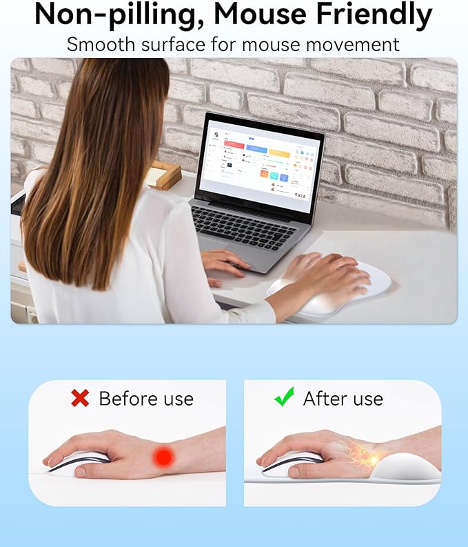 eulps Mouse Pad with Gel Wrist Rest, Ergonomic Comfortable Computer Wrist Support for Laptop, Pain Relief Mousepad with Non-Slip PU Base for Office & Home (Grey)