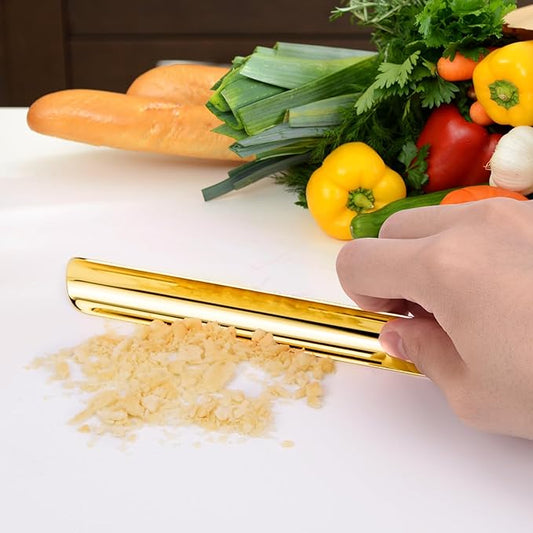 Restaurant Table Crumber, Portable Scraper Tool Kitchen, Stainless Steel Crumb Sweeper with Storage Clip, Bread Scraper Server Accessories for Waitress, Waiters, Servers (1 PACK, Gold)