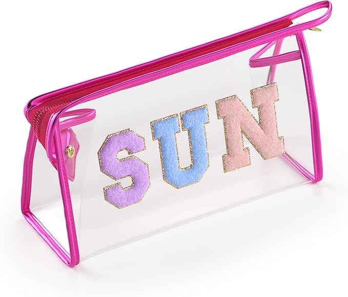 Embla Makeup and Lotion Bag - Waterproof Makeup and Sunscreen Pouch for Travel, Beach, Pool - Clear Zipper Pouch for Sunscreen and Cosmetics Storage, Durable Make Up Organizer for Beach Bag Essentials