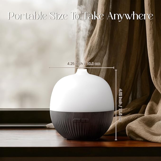 ARVIDSSON Essential Oil Diffuser, 100ml Aromatherapy Diffuser with Mood Light, Ultrasonic Oil Diffusers for Home, Small Diffuser for Essential Oils, Gift for Women - Dark Wood