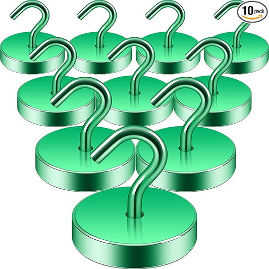 Neosmuk Magnetic Hooks, Cruise Ship Essentials, 100lb+ Heavy Duty Magnetic Hooks for Cruise Cabins, Refrigerator, Grill, Hanging, and Travel | Extra Strong Must-Have Magnet Hook, Green