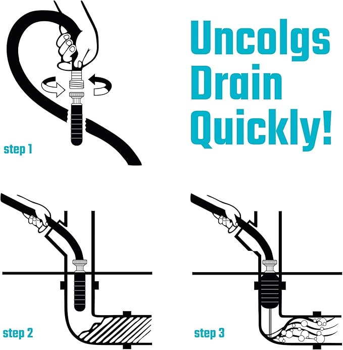 DURATECH Drain Bladder, Small Drain Cleaning Bladder, Fits 1" to 2" Drain Pipes, Unclogs Stubborn Blockages in Kitchen Sinks, bathtubs, Showers, and Main drains